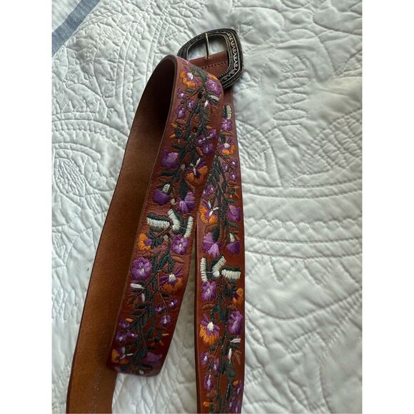 Vera Pelle Embroidered Brown Leather Belt - Picture 13 of 13